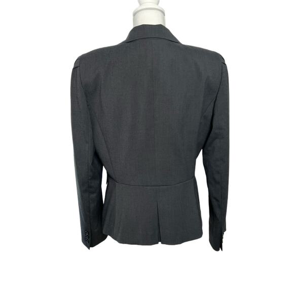 Tahari Dark Gray Cropped Blazer Button Closure Career Ruche Shoulders Size 10 - Picture 4 of 11